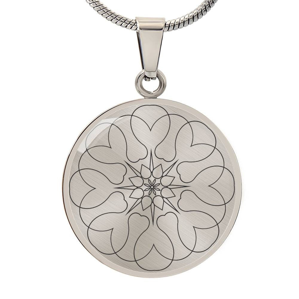 Graphic Circle Pendant + Necklace - Abstract Mandala