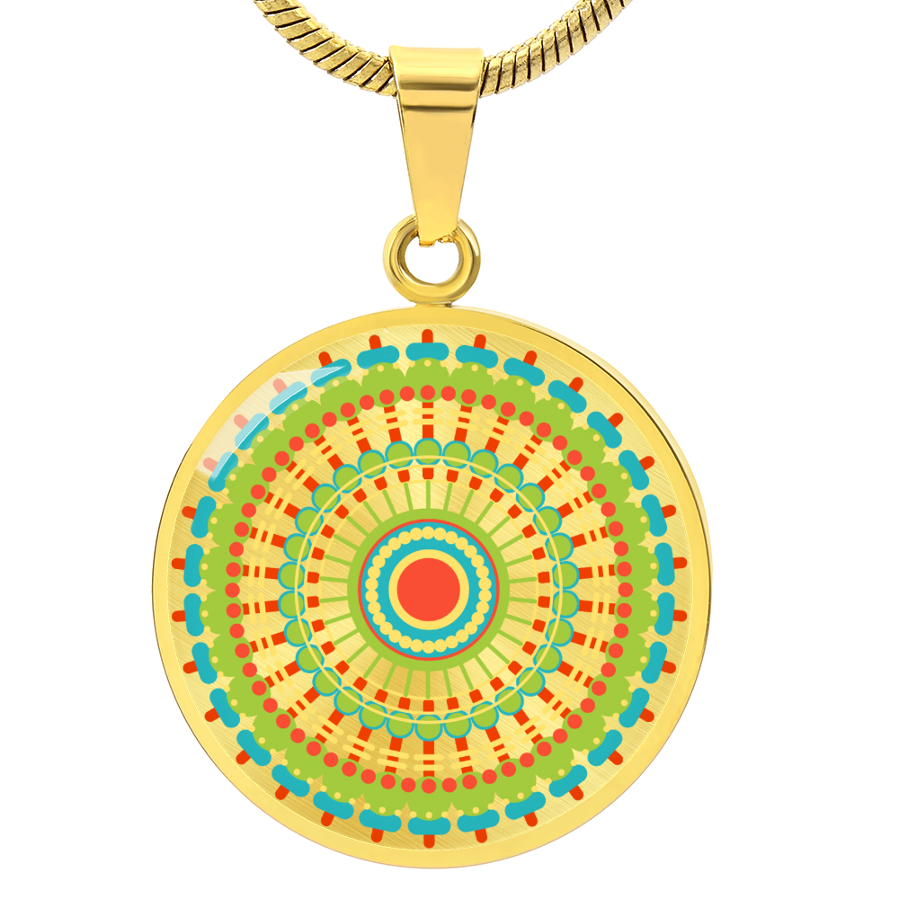 Graphic Circle Pendant + Necklace - Abstract Mandala