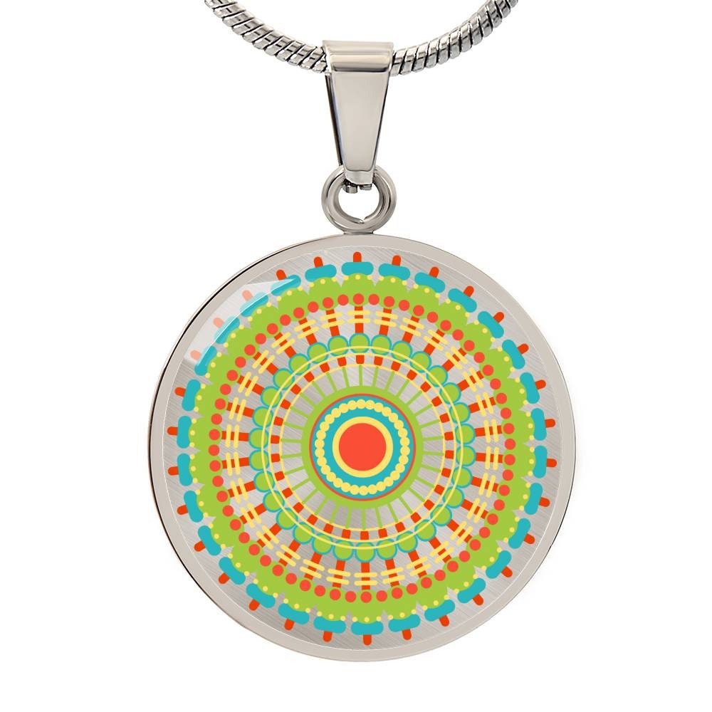 Graphic Circle Pendant + Necklace - Abstract Mandala
