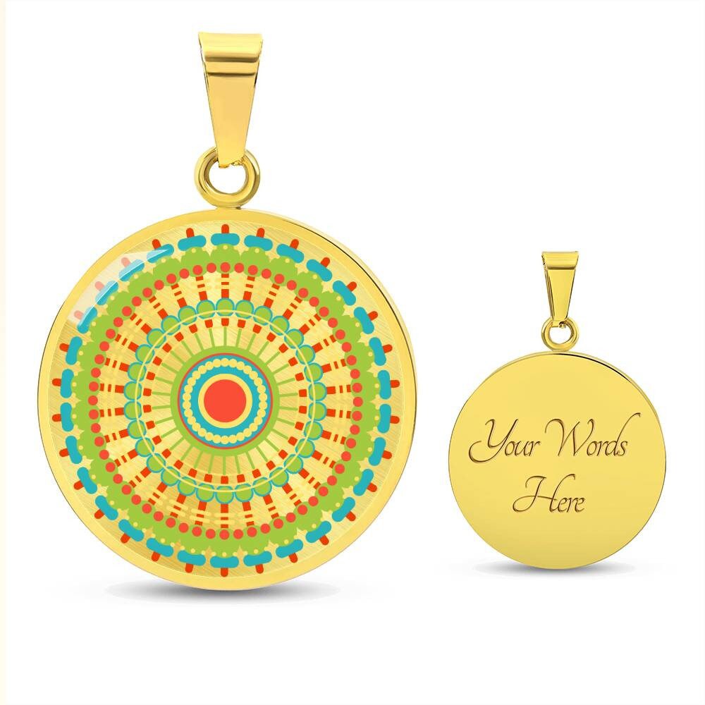 Graphic Circle Pendant + Necklace - Abstract Mandala