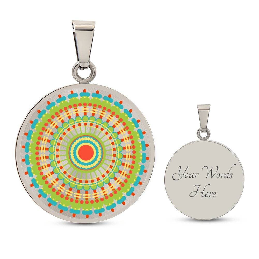 Graphic Circle Pendant + Necklace - Abstract Mandala