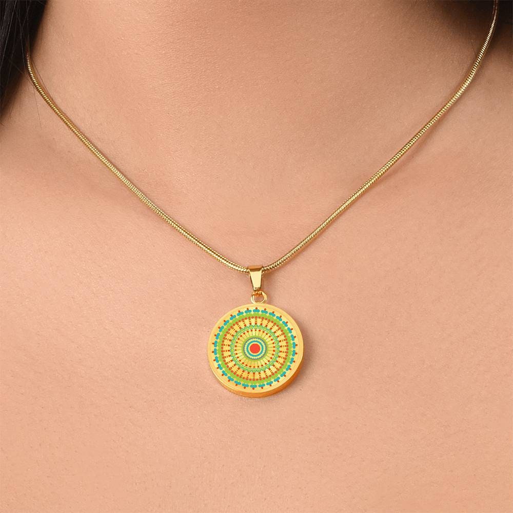 Graphic Circle Pendant + Necklace - Abstract Mandala