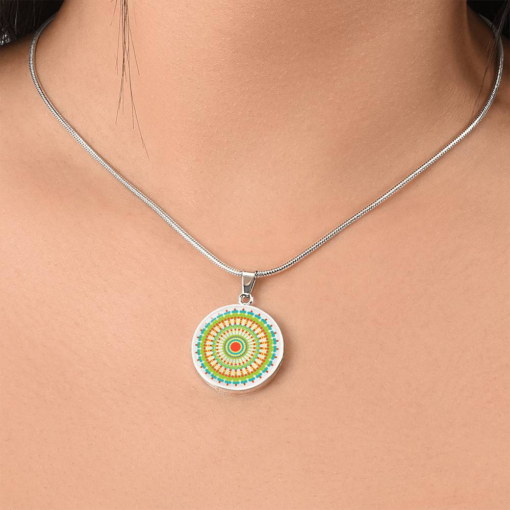 Graphic Circle Pendant + Necklace - Abstract Mandala