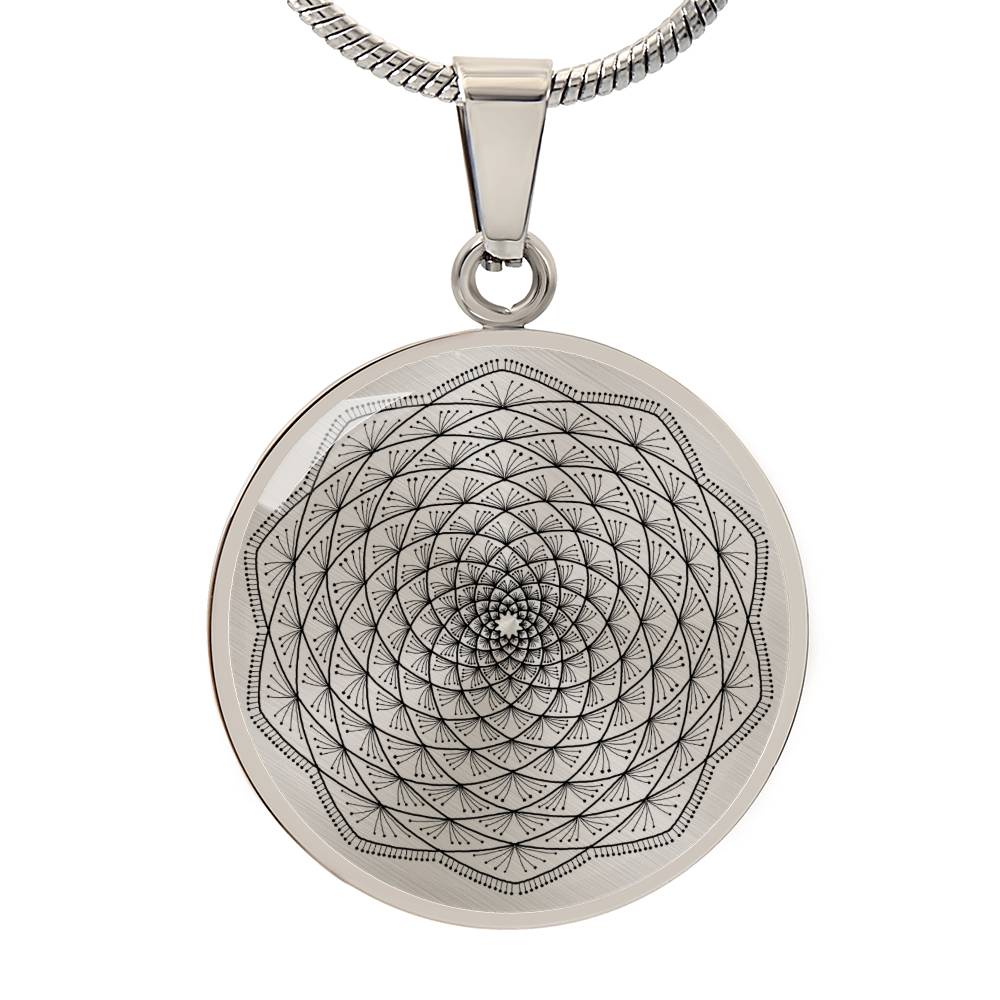 Graphic Circle Pendant + Necklace - Abstract Mandala 12