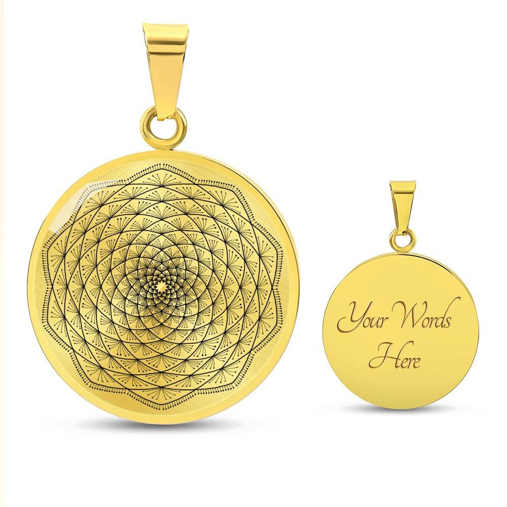 Graphic Circle Pendant + Necklace - Abstract Mandala 12
