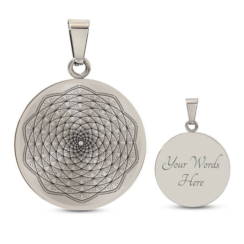 Graphic Circle Pendant + Necklace - Abstract Mandala 12