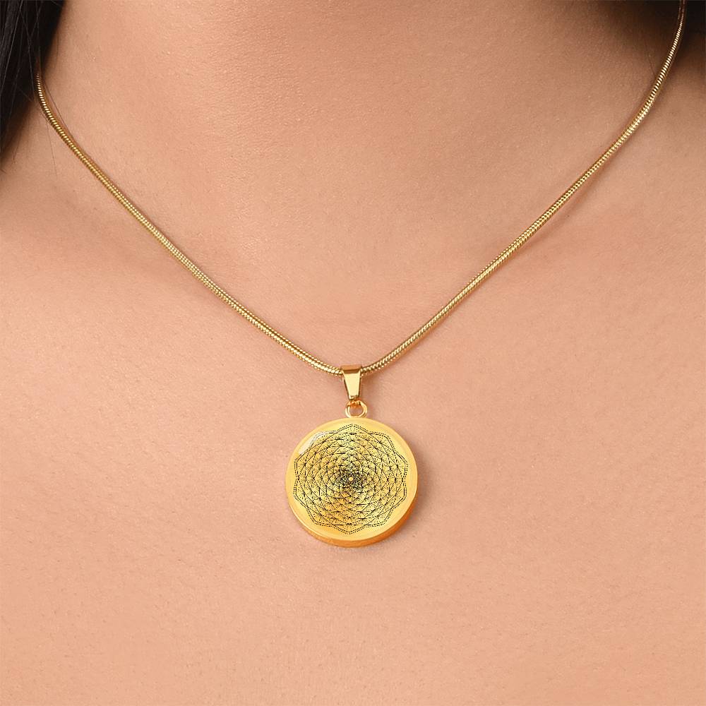 Graphic Circle Pendant + Necklace - Abstract Mandala 12