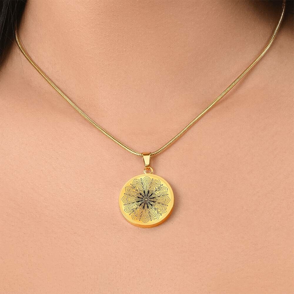 Graphic Circle Pendant + Necklace - Abstract Mandala 