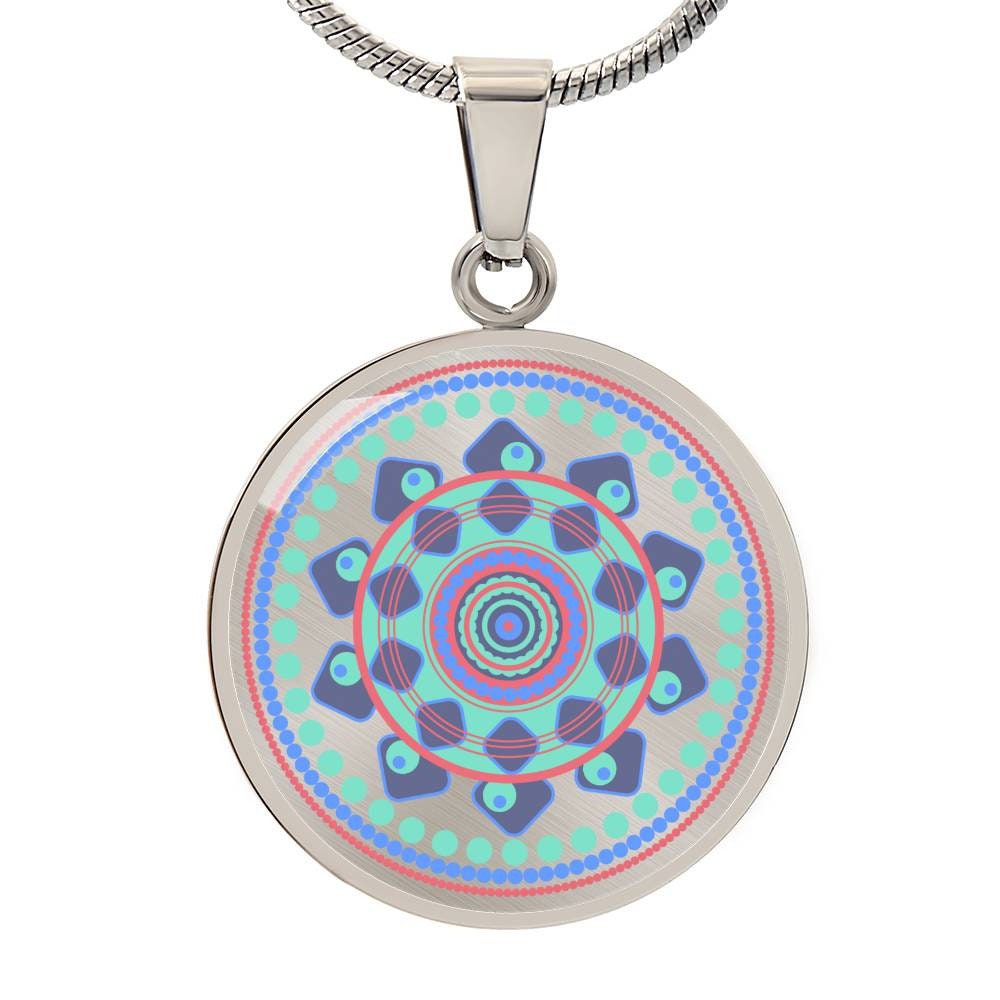 Graphic Circle Pendant + Necklace - Abstract Mandala 44