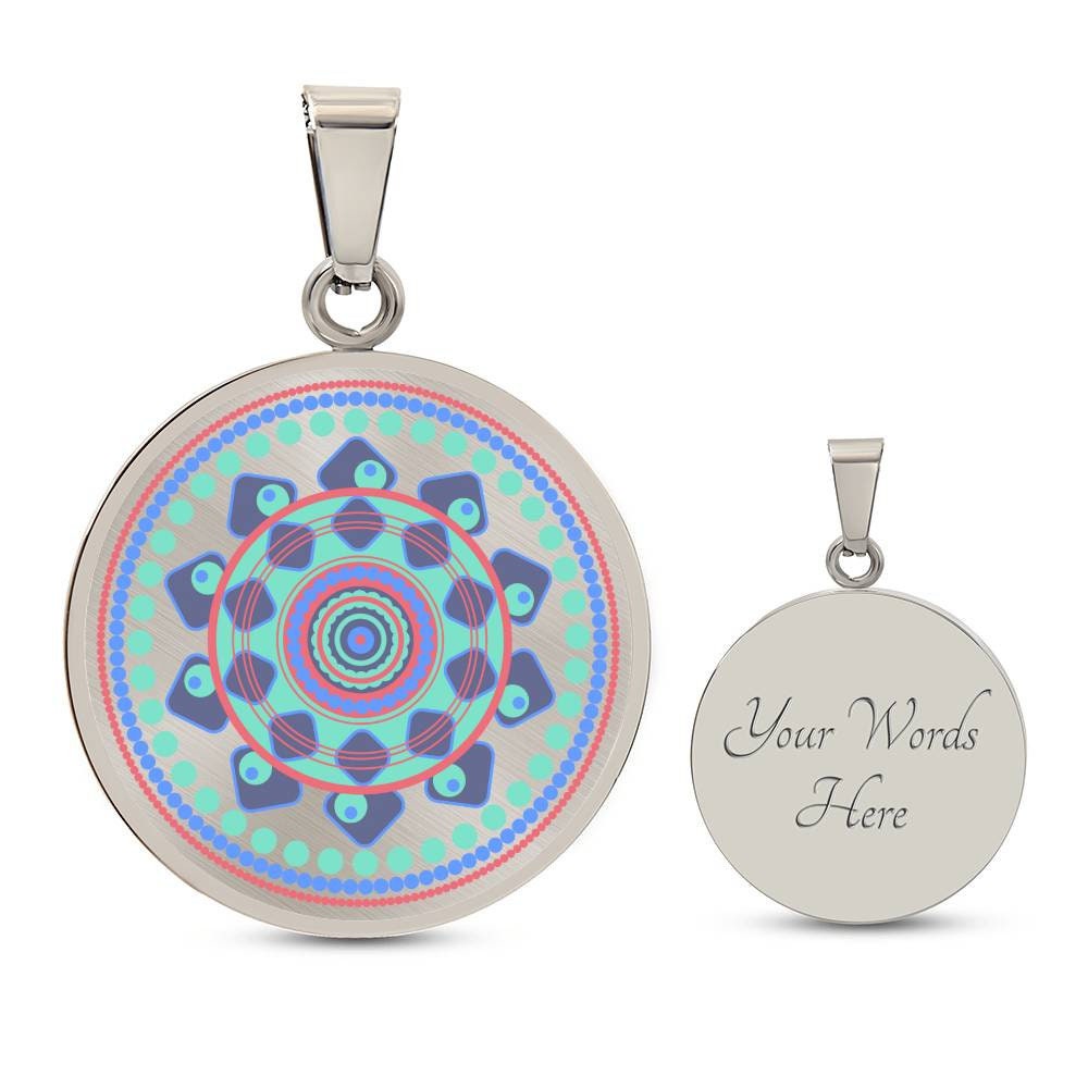 Graphic Circle Pendant + Necklace - Abstract Mandala 44
