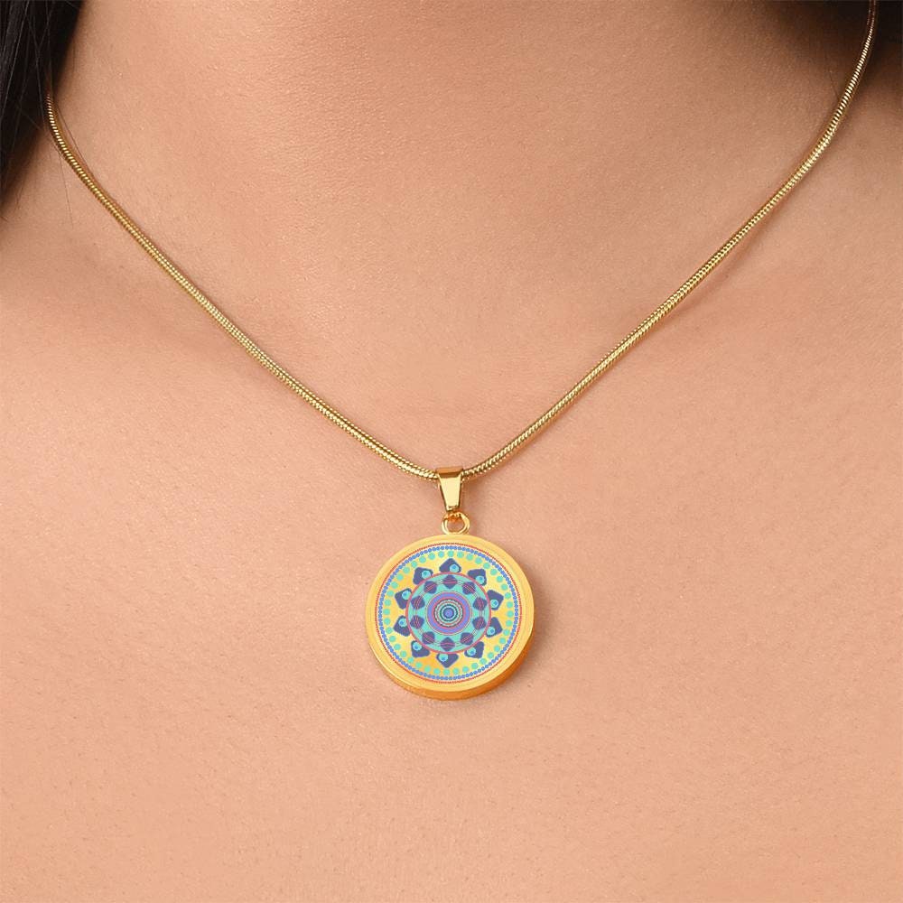 Graphic Circle Pendant + Necklace - Abstract Mandala 44