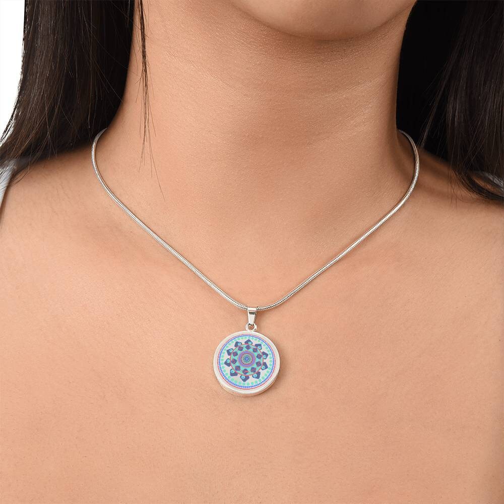 Graphic Circle Pendant + Necklace - Abstract Mandala 44