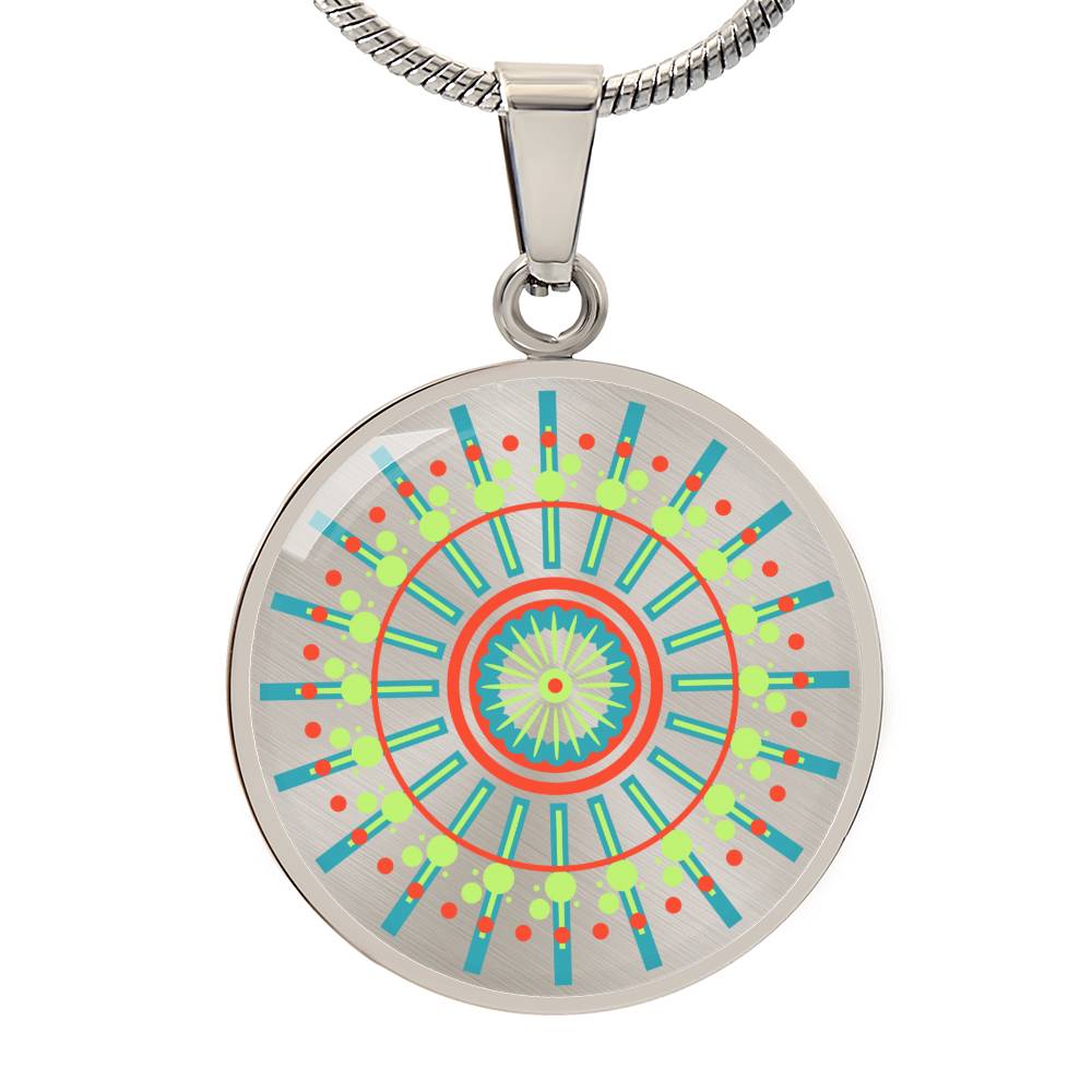 Graphic Circle Pendant + Necklace - Abstract Mandala 43
