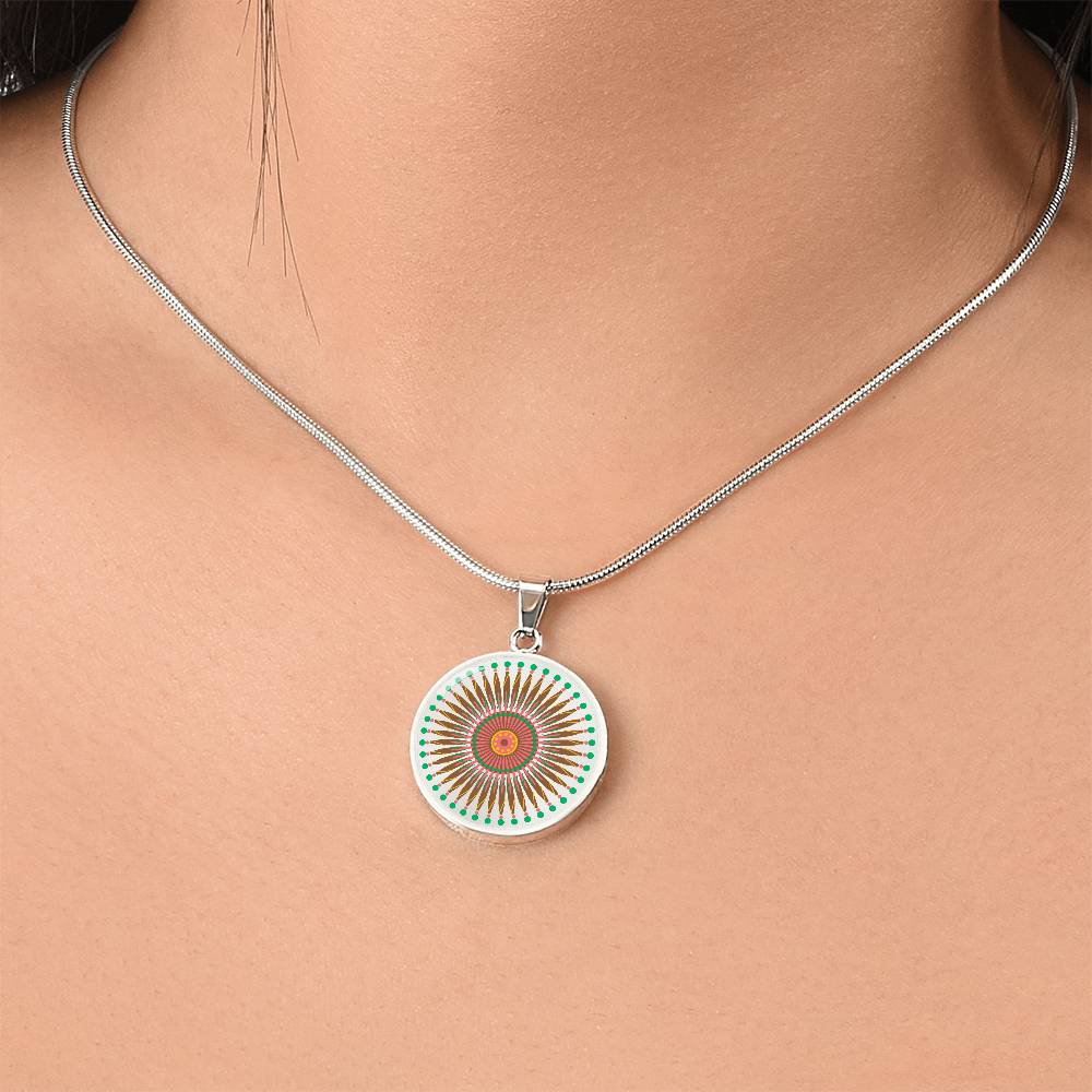 Graphic Circle Pendant + Necklace - Abstract Mandala 29