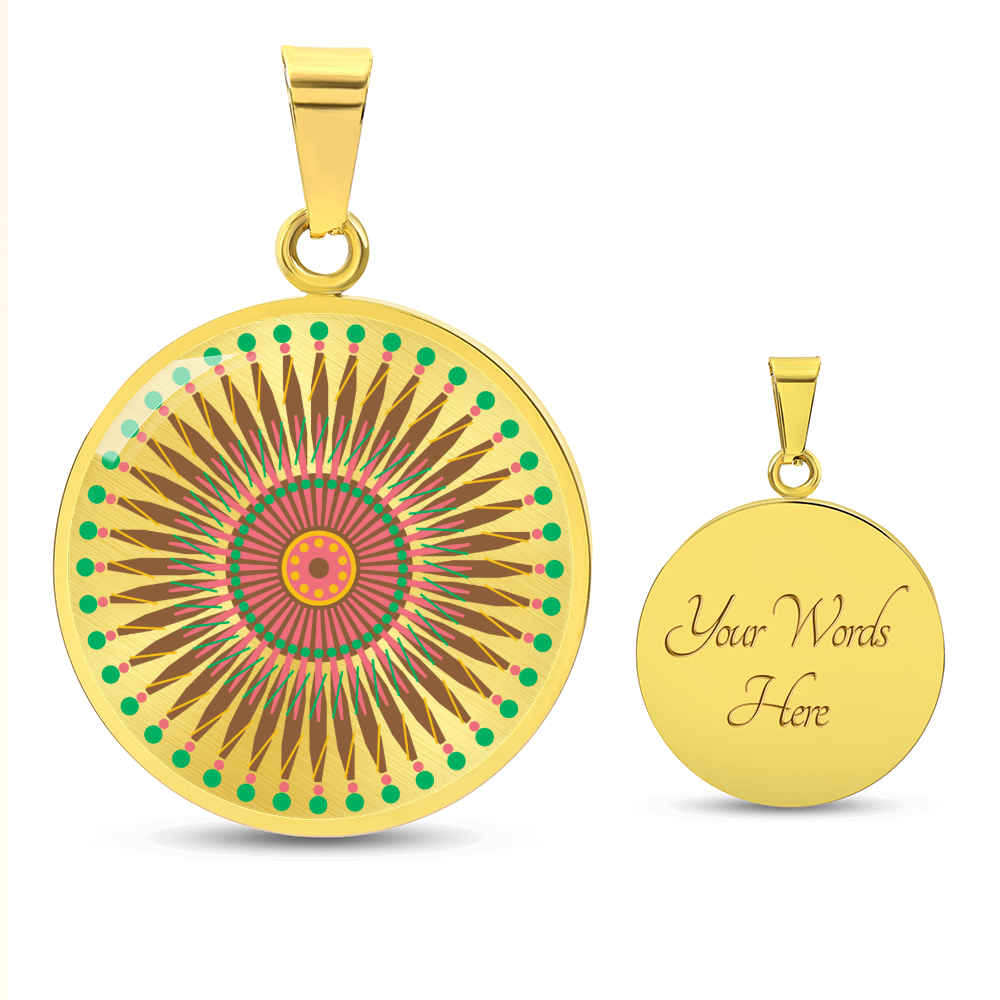 Graphic Circle Pendant + Necklace - Abstract Mandala 29