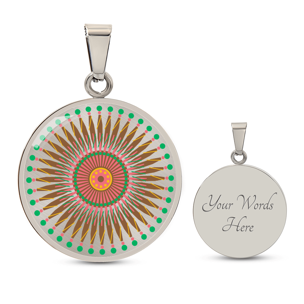 Graphic Circle Pendant + Necklace - Abstract Mandala 29