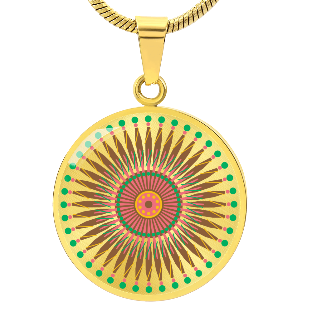 Graphic Circle Pendant + Necklace - Abstract Mandala 29