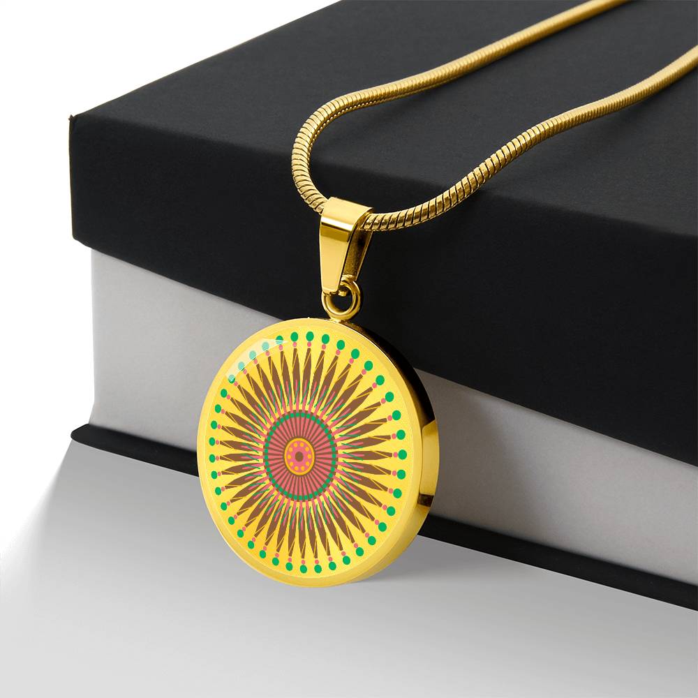 Graphic Circle Pendant + Necklace - Abstract Mandala 29