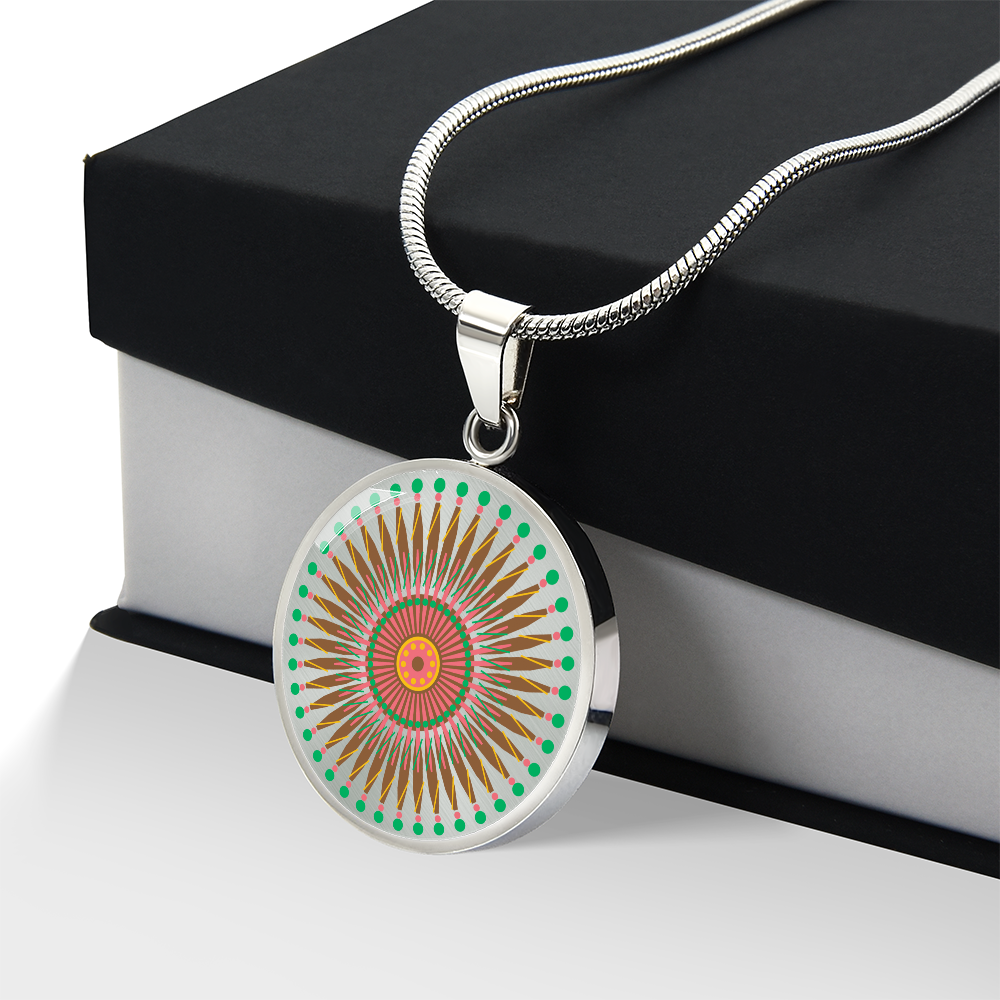 Graphic Circle Pendant + Necklace - Abstract Mandala 29