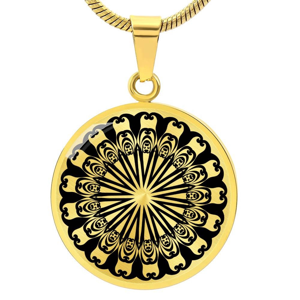 Graphic Circle Pendant + Necklace - Abstract Mandala 
