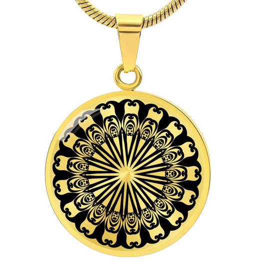 Graphic Circle Pendant + Necklace - Abstract Mandala 