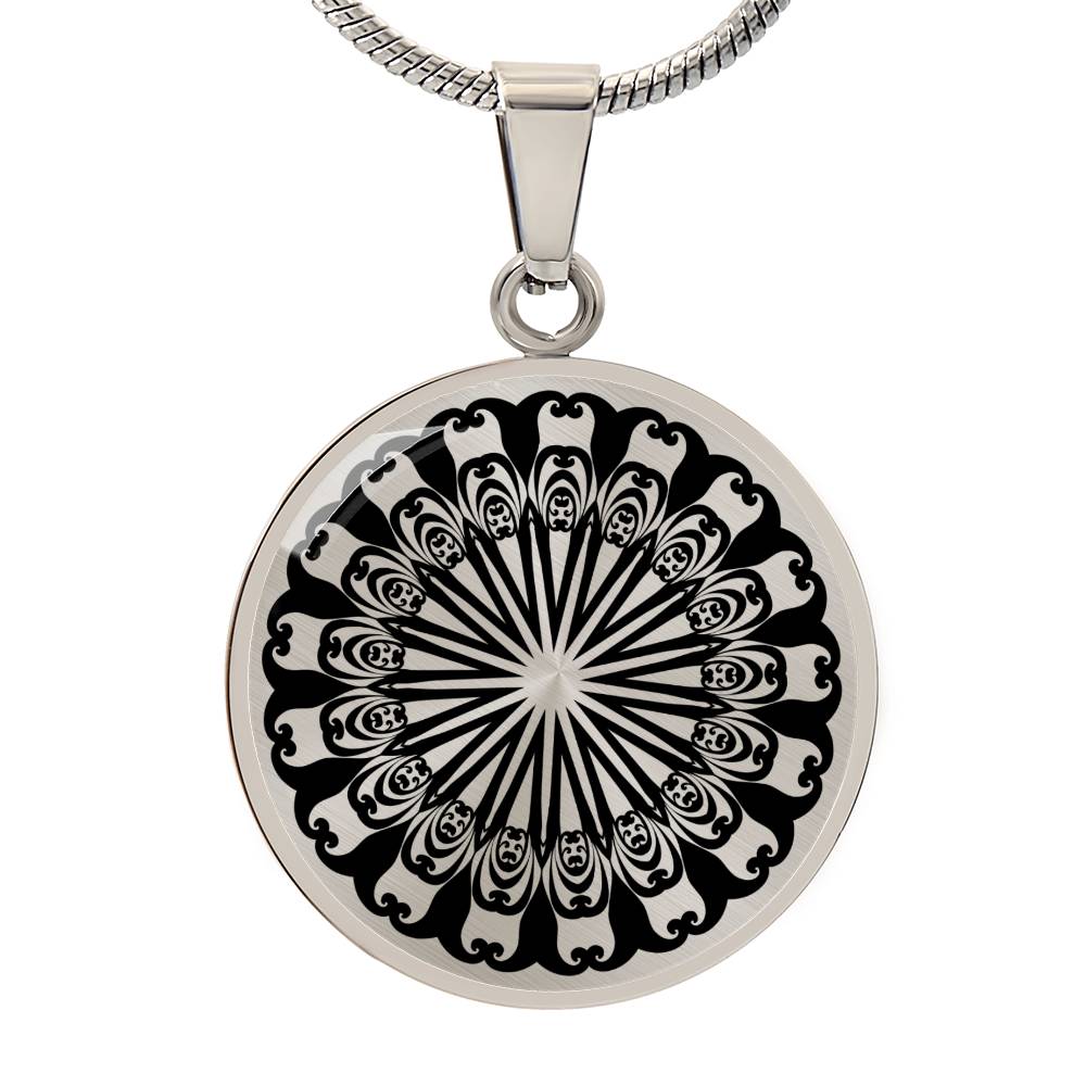 Graphic Circle Pendant + Necklace - Abstract Mandala 