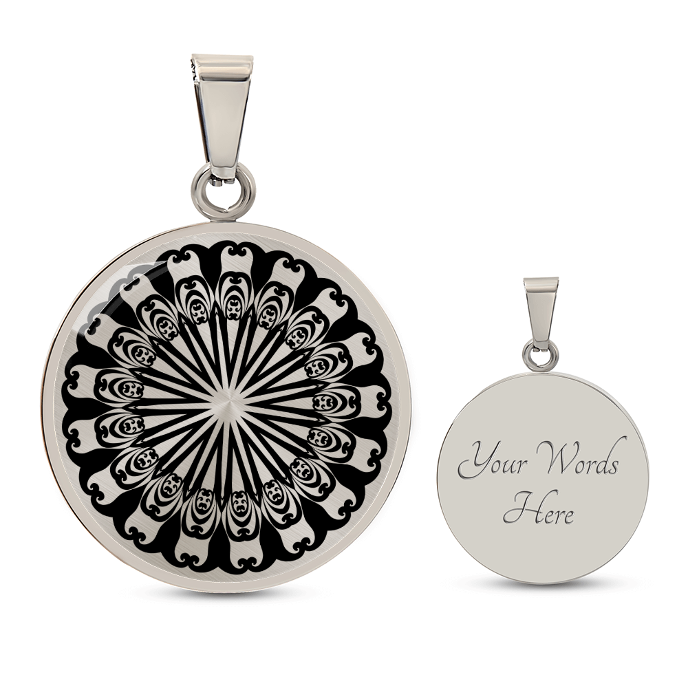 Graphic Circle Pendant + Necklace - Abstract Mandala 