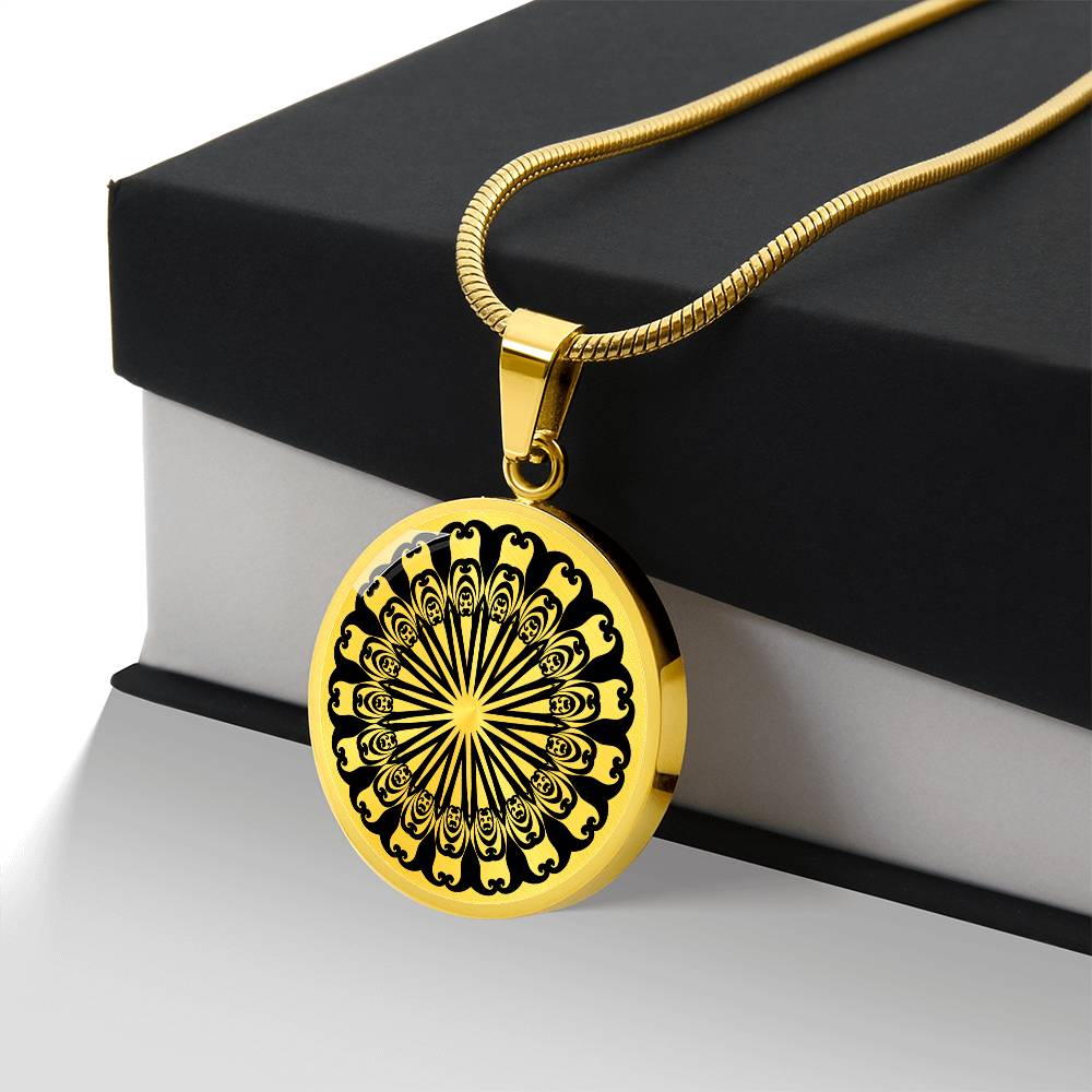 Graphic Circle Pendant + Necklace - Abstract Mandala 