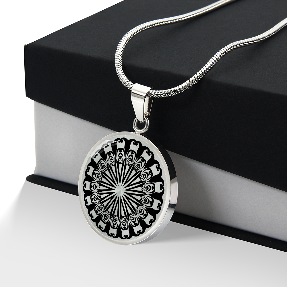 Graphic Circle Pendant + Necklace - Abstract Mandala 