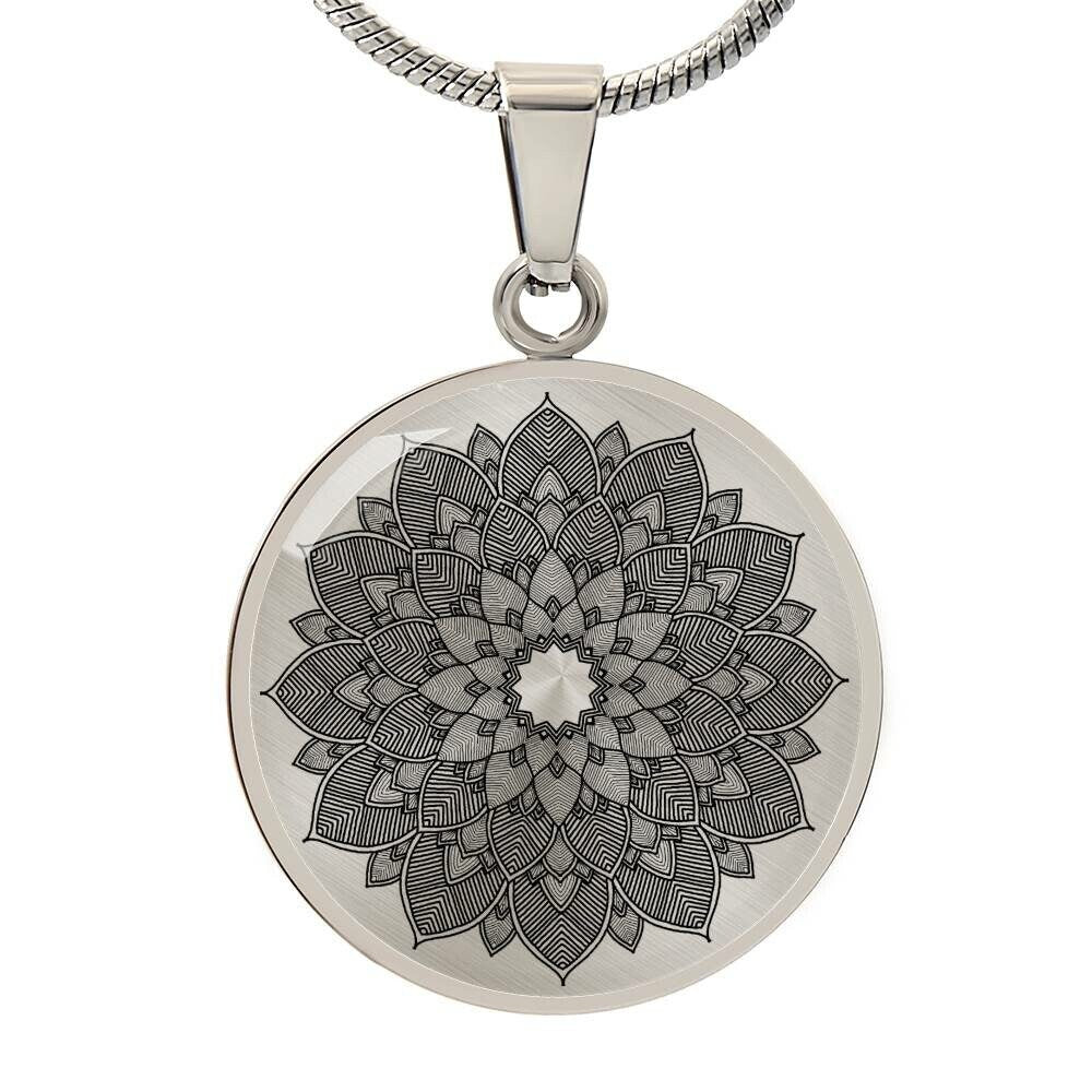 Graphic Circle Pendant + Necklace - Abstract Mandala 19
