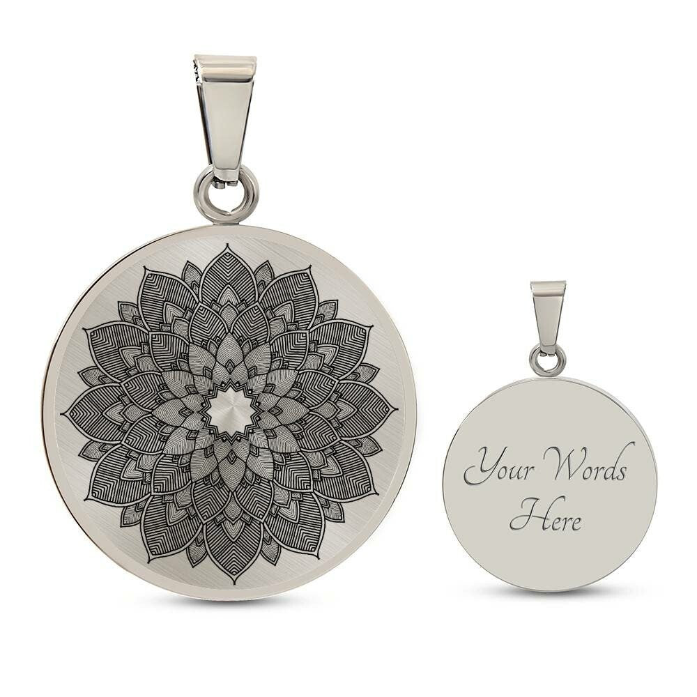 Graphic Circle Pendant + Necklace - Abstract Mandala 19
