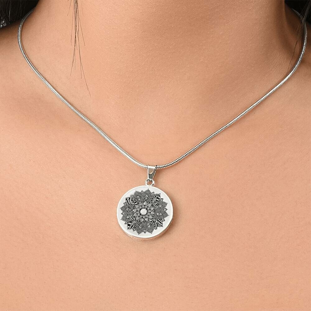 Graphic Circle Pendant + Necklace - Abstract Mandala 19