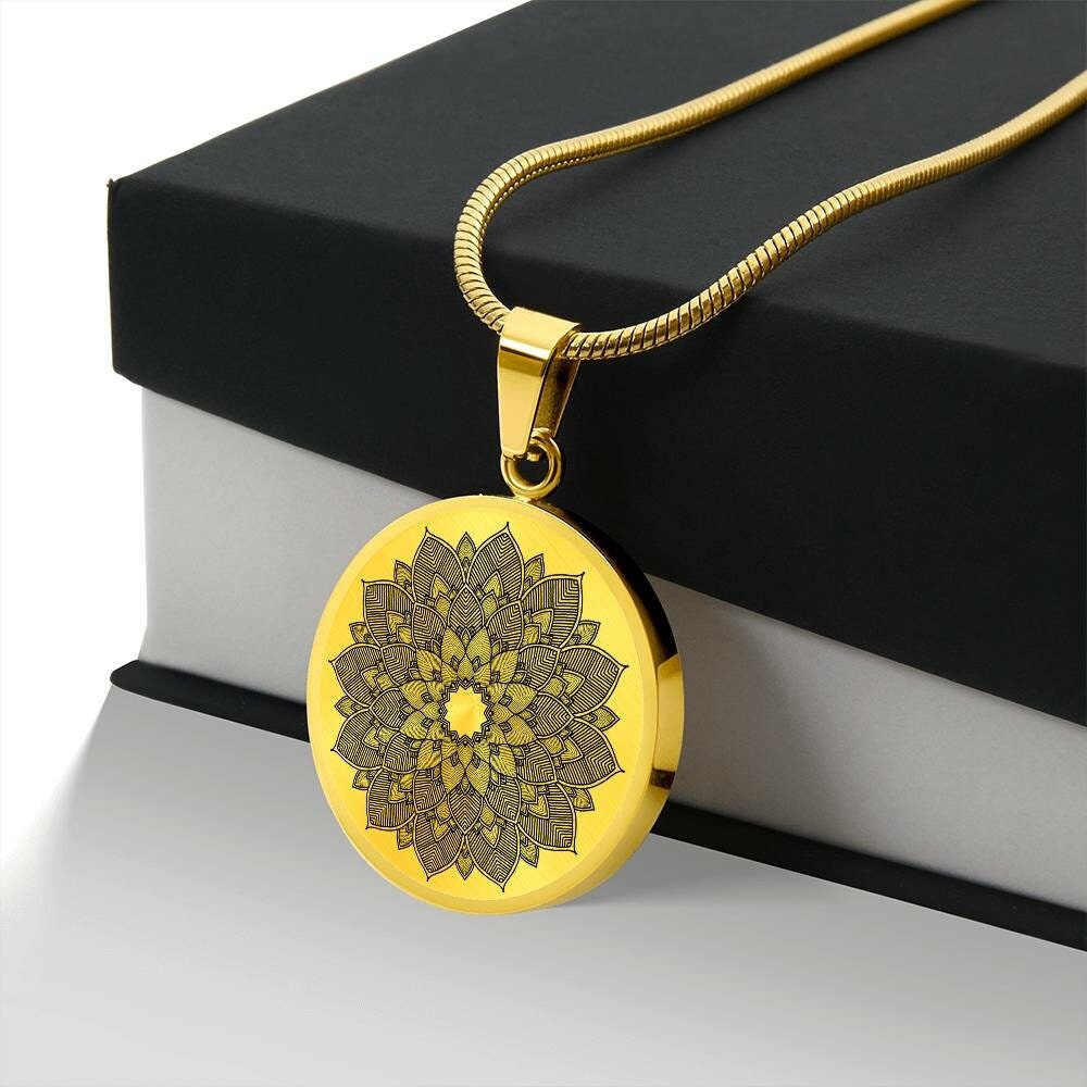 Graphic Circle Pendant + Necklace - Abstract Mandala 19
