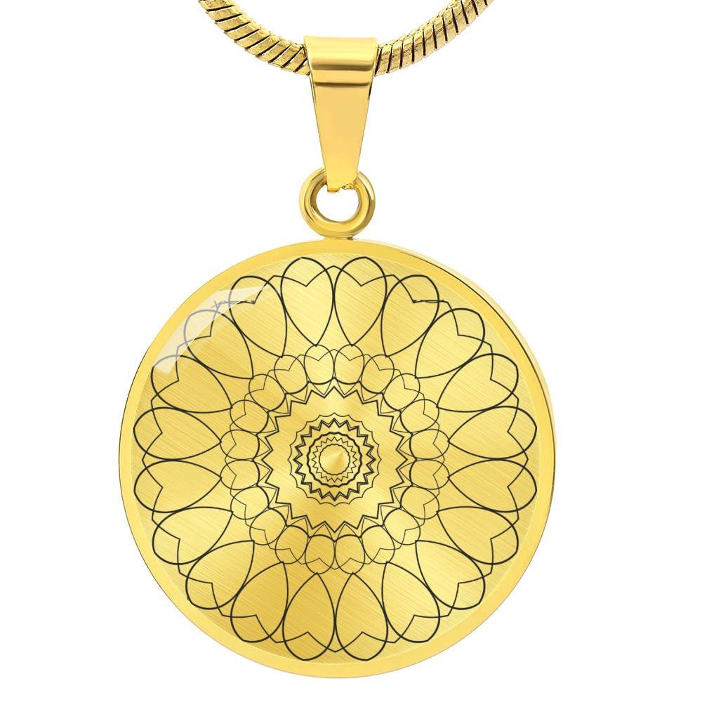 Graphic Circle Pendant + Necklace - Abstract Mandala