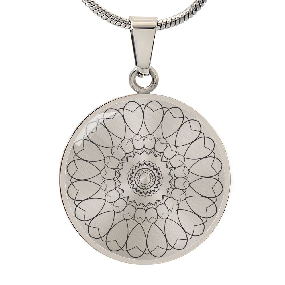 Graphic Circle Pendant + Necklace - Abstract Mandala