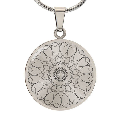 Graphic Circle Pendant + Necklace - Abstract Mandala