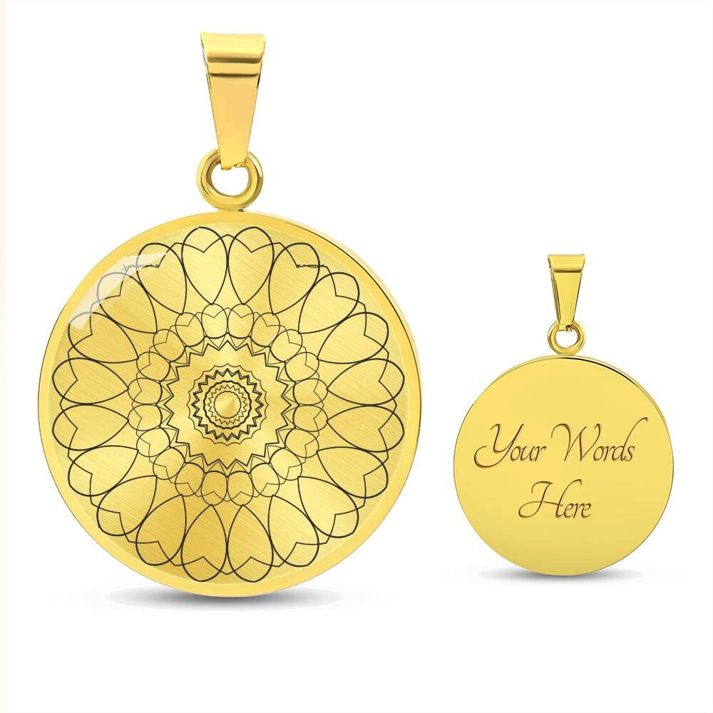 Graphic Circle Pendant + Necklace - Abstract Mandala