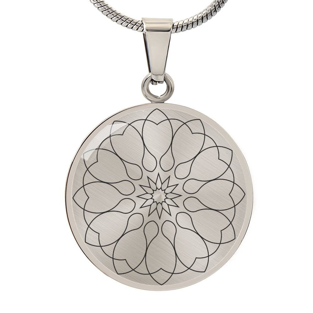 Graphic Circle Pendant + Necklace - Abstract Mandala