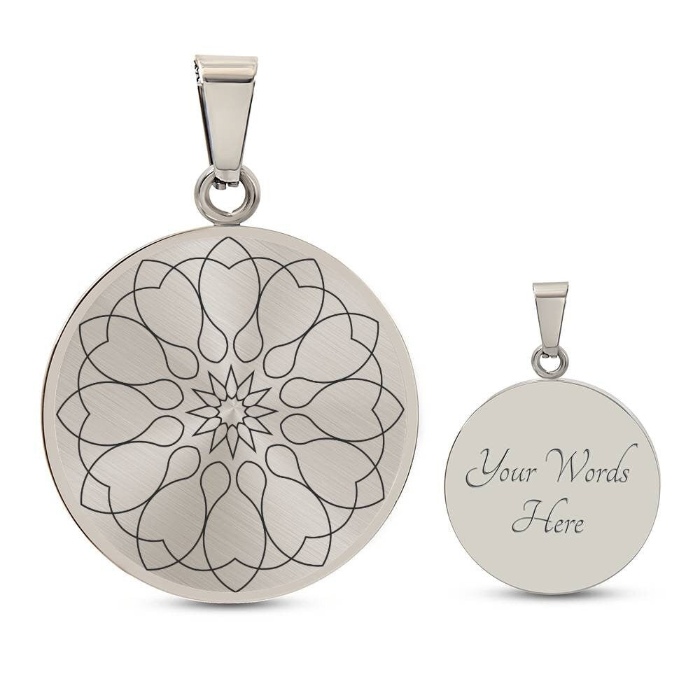 Graphic Circle Pendant + Necklace - Abstract Mandala