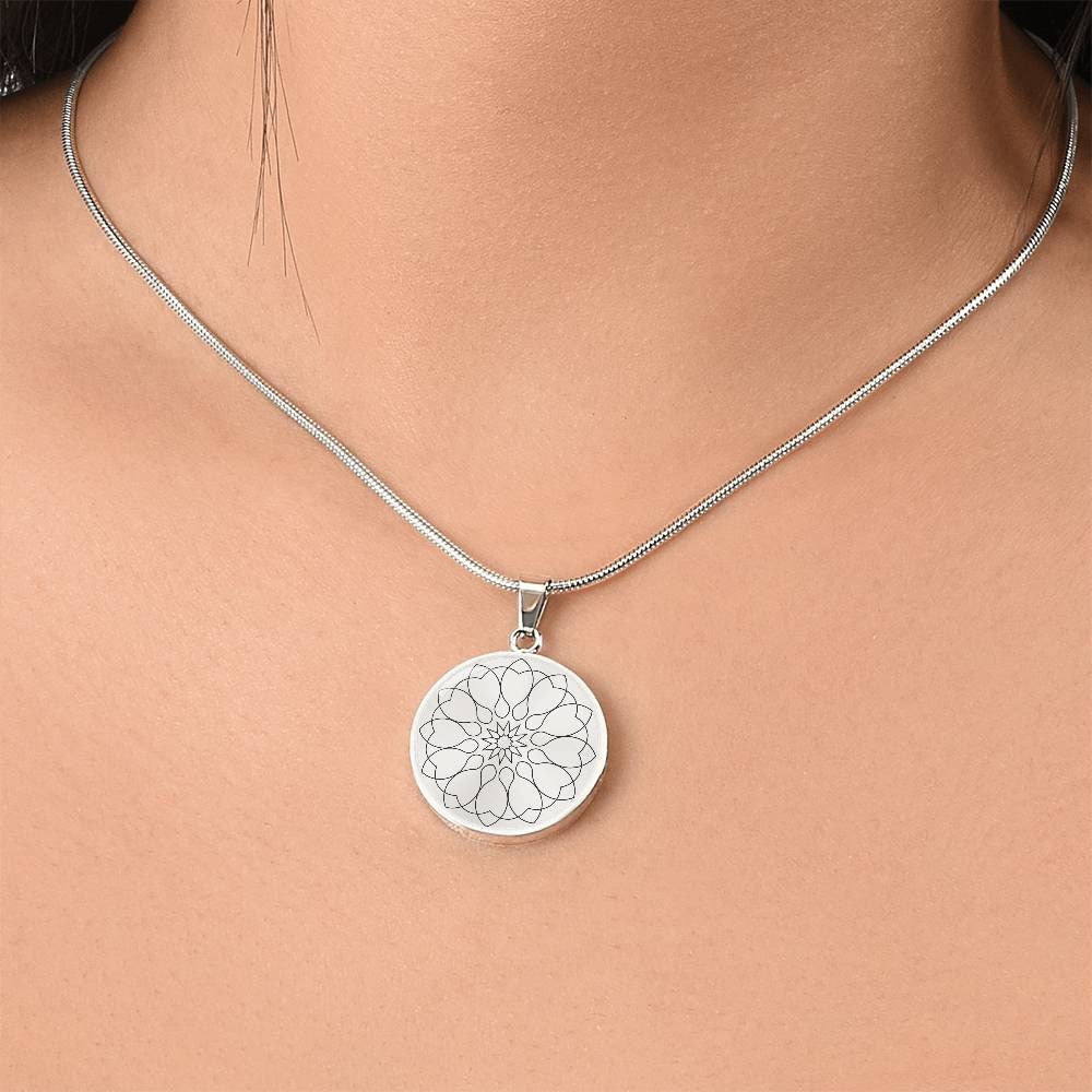 Graphic Circle Pendant + Necklace - Abstract Mandala