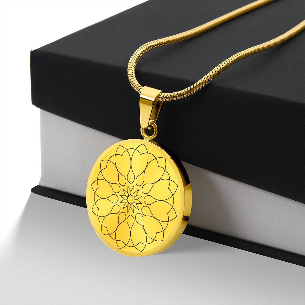 Graphic Circle Pendant + Necklace - Abstract Mandala