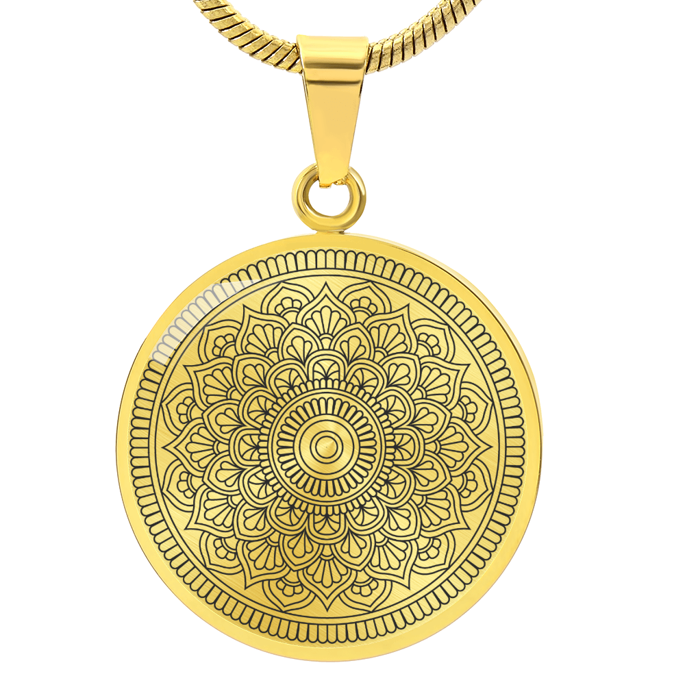 Graphic Circle Pendant + Necklace - Abstract Mandala