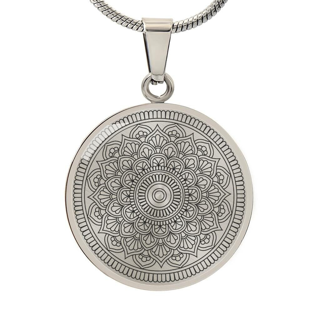 Graphic Circle Pendant + Necklace - Abstract Mandala