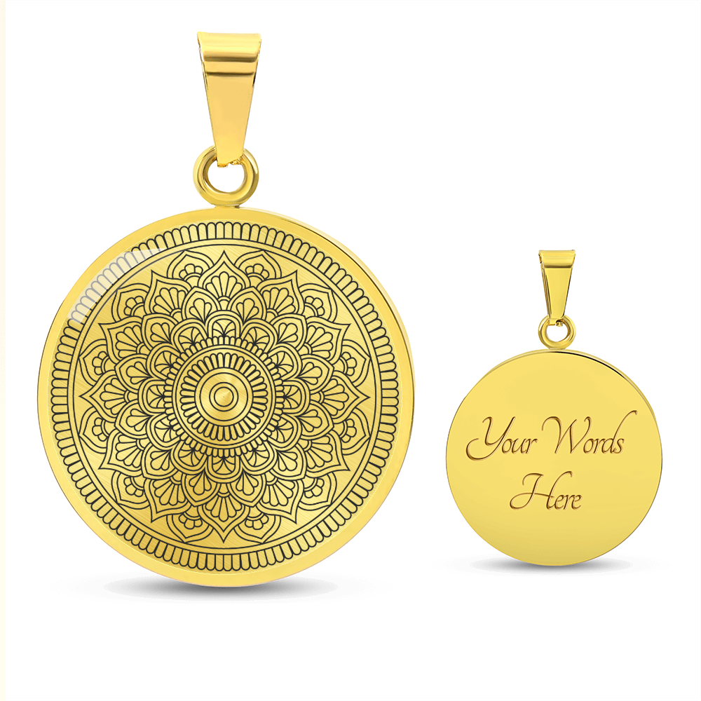 Graphic Circle Pendant + Necklace - Abstract Mandala