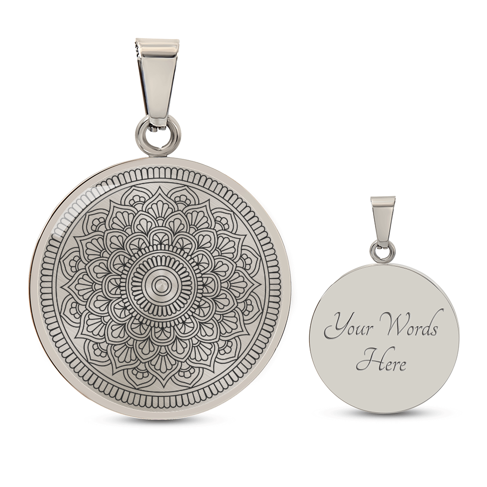 Graphic Circle Pendant + Necklace - Abstract Mandala