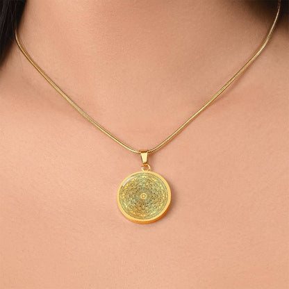 Graphic Circle Pendant + Necklace - Abstract Mandala