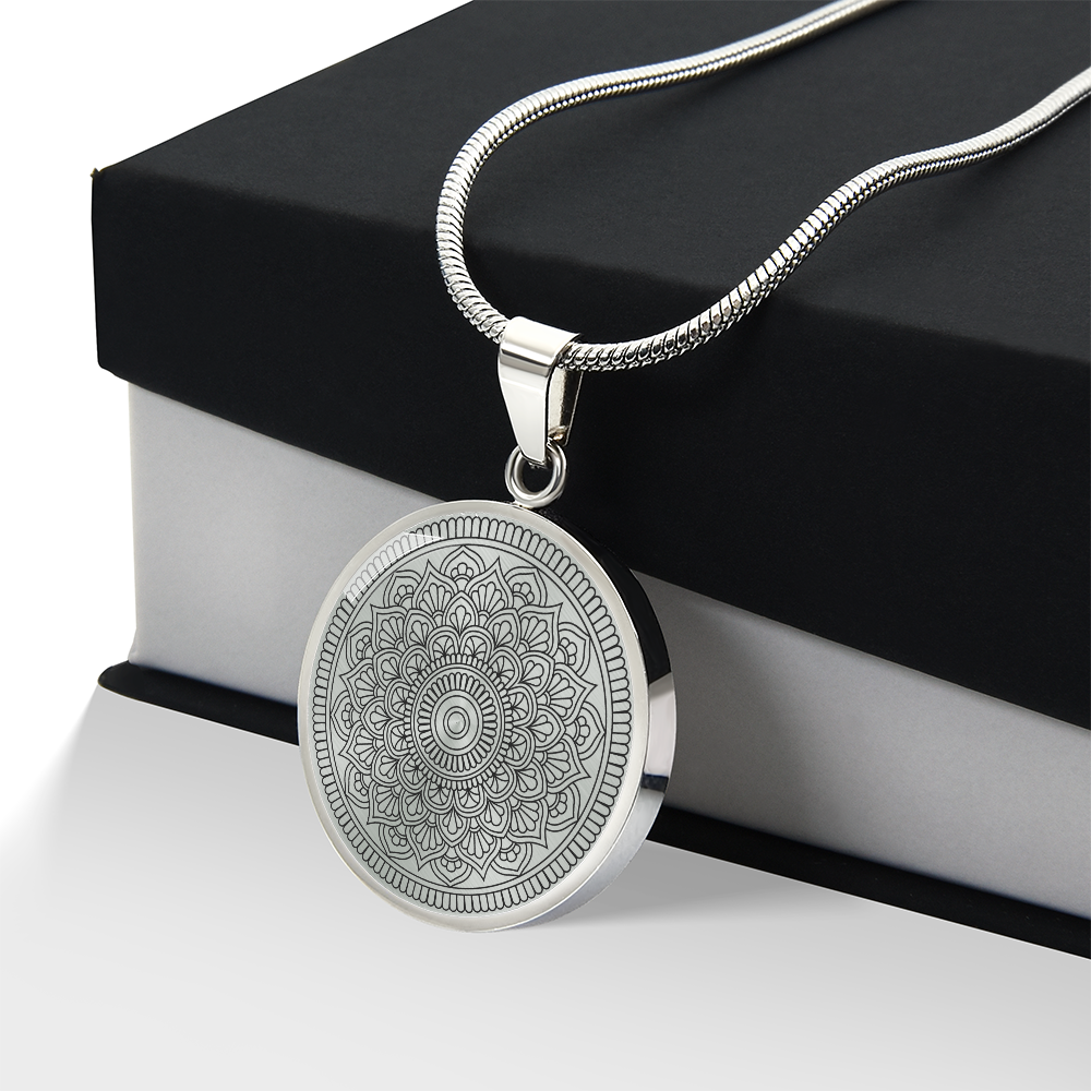 Graphic Circle Pendant + Necklace - Abstract Mandala