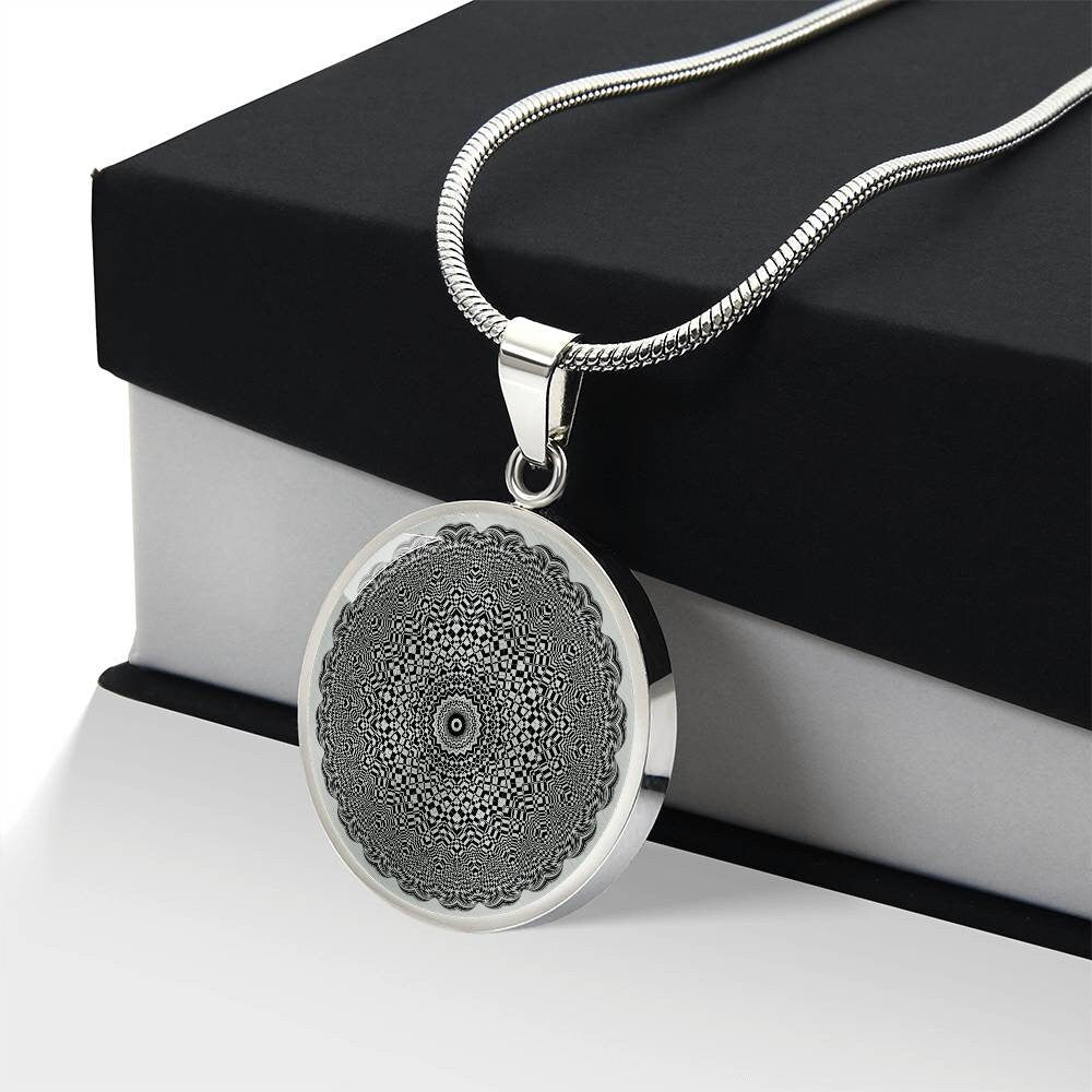 Graphic Circle Pendant + Necklace - Abstract Mandala 7