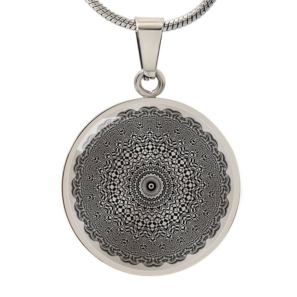 Graphic Circle Pendant + Necklace - Abstract Mandala 7