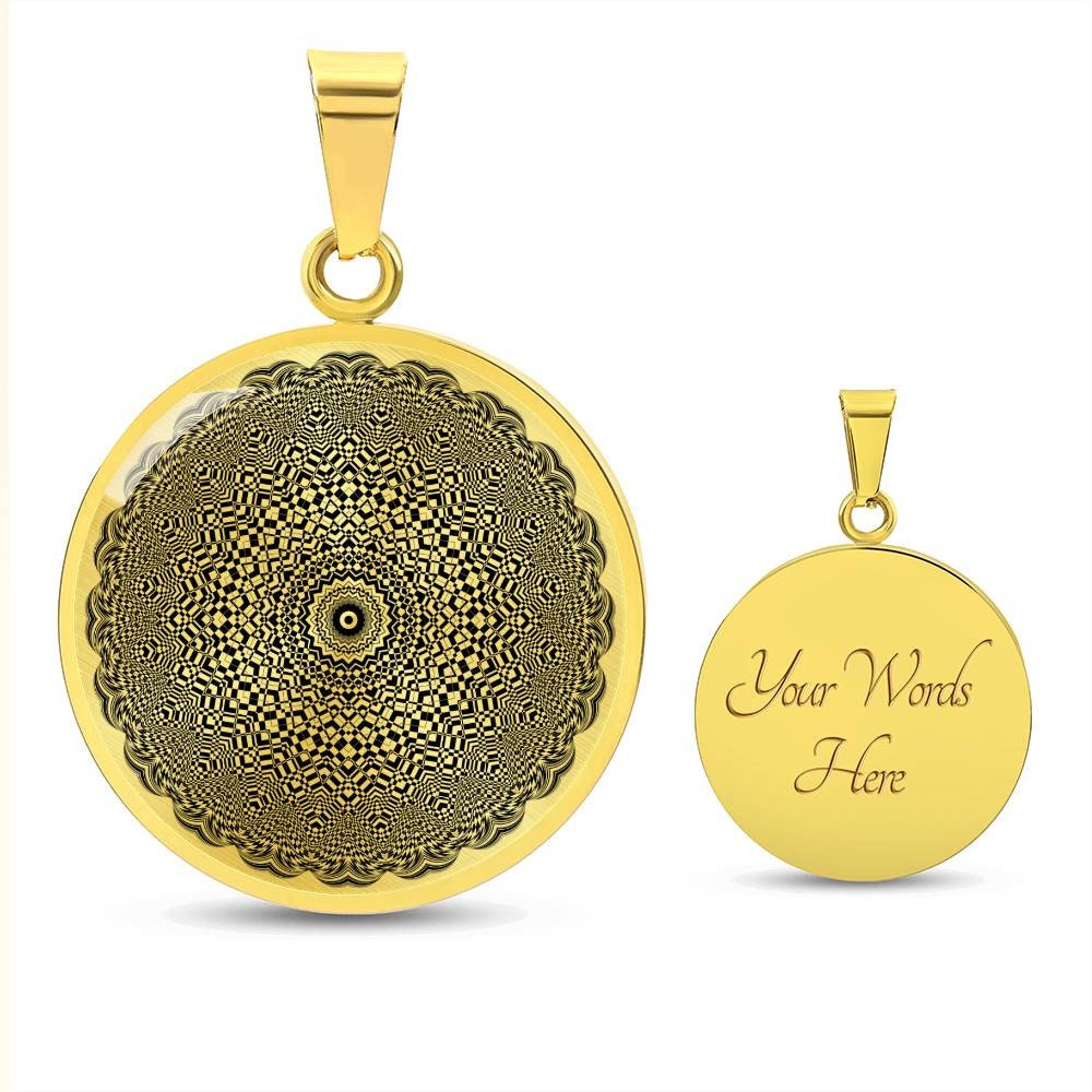Graphic Circle Pendant + Necklace - Abstract Mandala 7